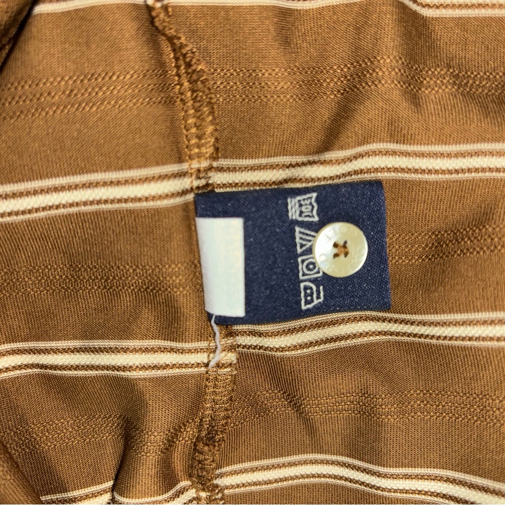 Oxford Golf Men's Sz XL 100% Polyester Brown Striped Shirt Length 31", Chest 25" - Picture 6 of 6